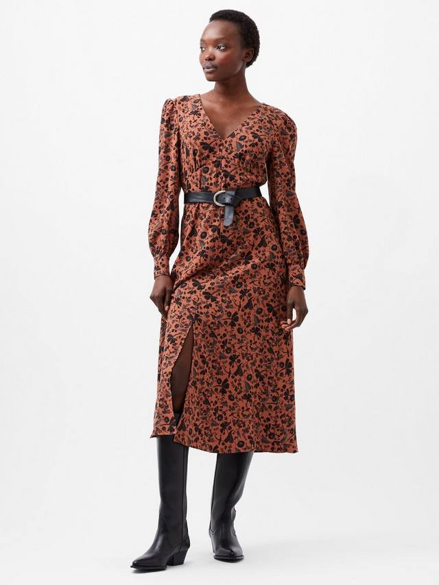 

Платье миди из крепа от джини брины French Connection, цвет Russet Brown/Black