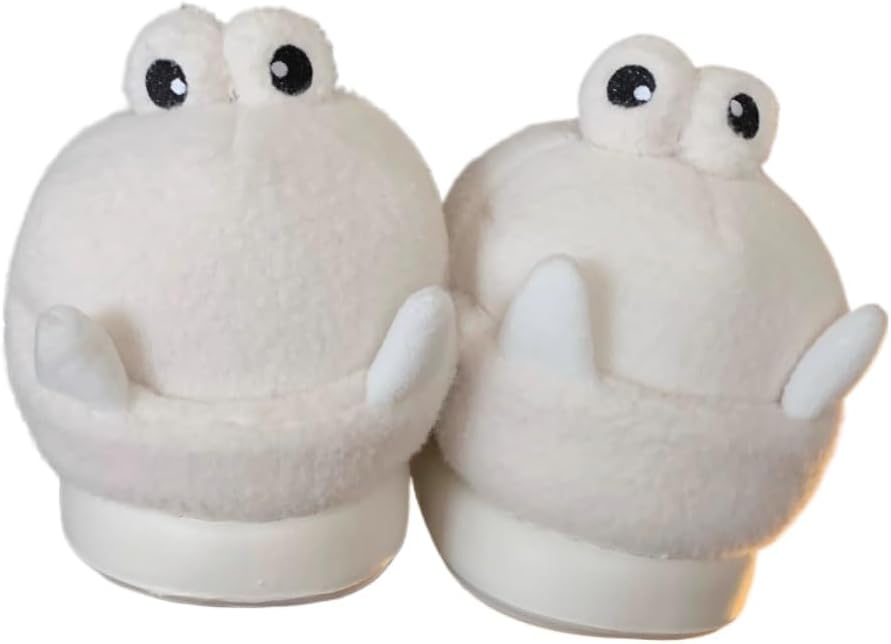 

Мягкие тапочки из пены с эффектом памяти, пушистые зимние домашние тапочки, милые тапочки с животными, забавные странные тапочки для женщин и мужчин Plonme, белый