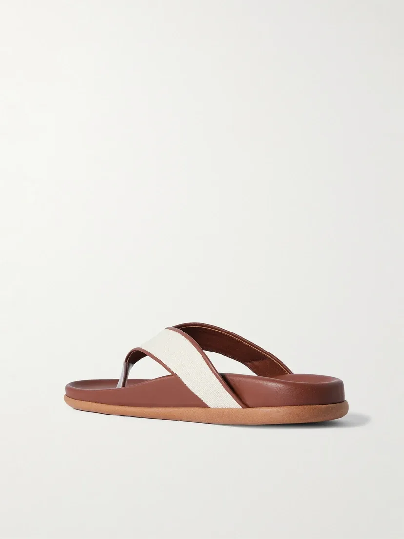 Вьетнамки Charys из полотна с кожаной отделкой Ancient Greek Sandals, коричневый — фото 3