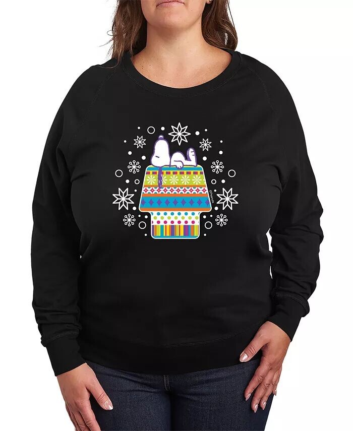 

Большой размер Peanuts Snoopy House Графический пуловер Топ Hybrid Apparel, черный