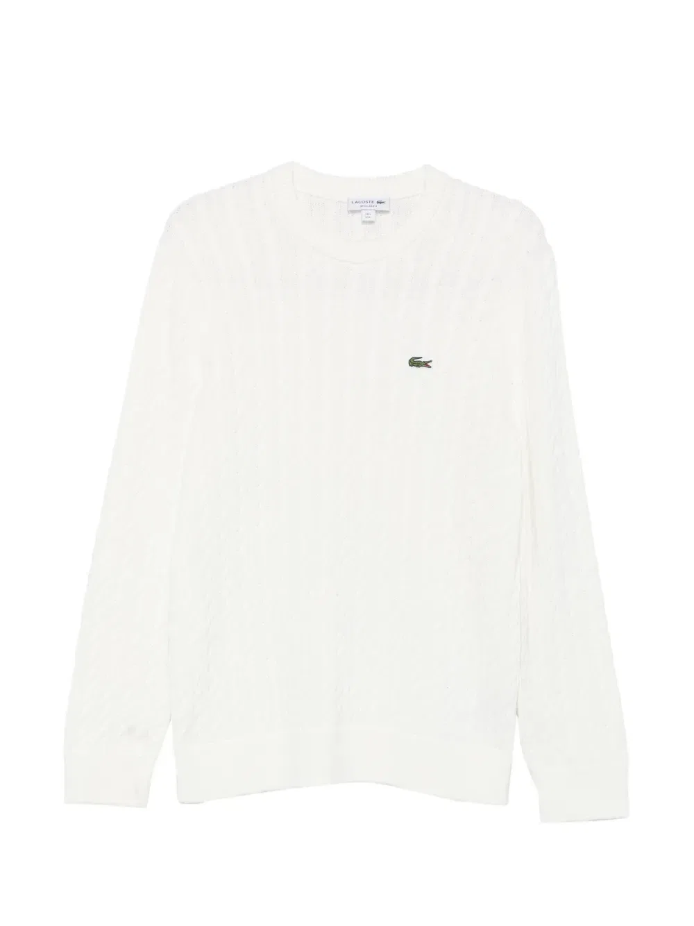 Вязаный свитер с косами и логотипом на нашивке Lacoste, белый