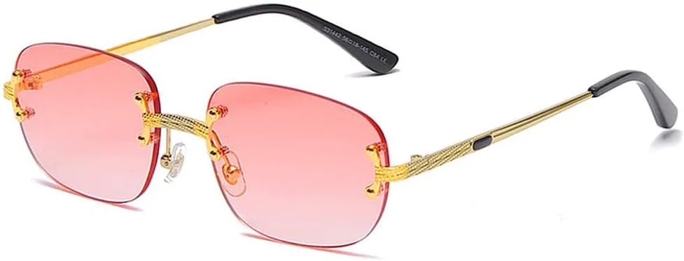 

Популярные маленькие прямоугольные солнцезащитные очки в стиле ретро, ​​без оправы, с зеркальным покрытием, защита от УФ-излучения UV400 HVTVTLA, Red Gradient