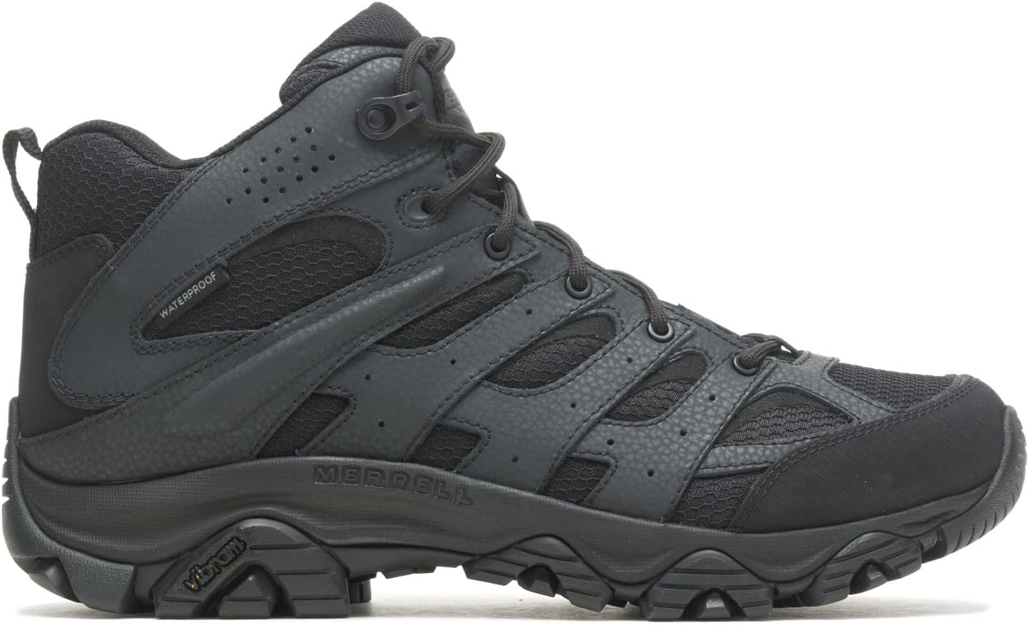 Мужские тактические водонепроницаемые ботинки Merrell Moab 3 Mid Response, легкие туристические обувь из цельнозерновой кожи, черный — фото 2