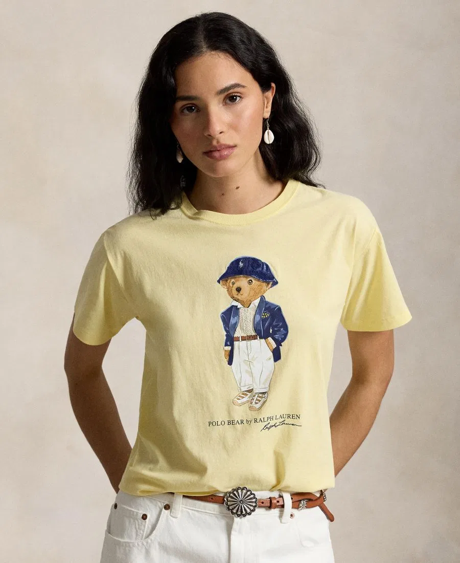 Женская футболка с круглым вырезом и принтом медведя Polo Ralph Lauren, T-Bird Yellow