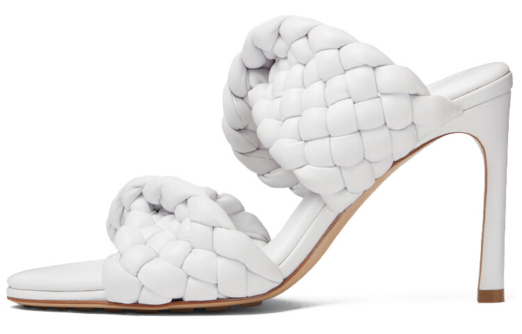 Шлепанцы женские оптоволоконные белые Bottega Veneta
