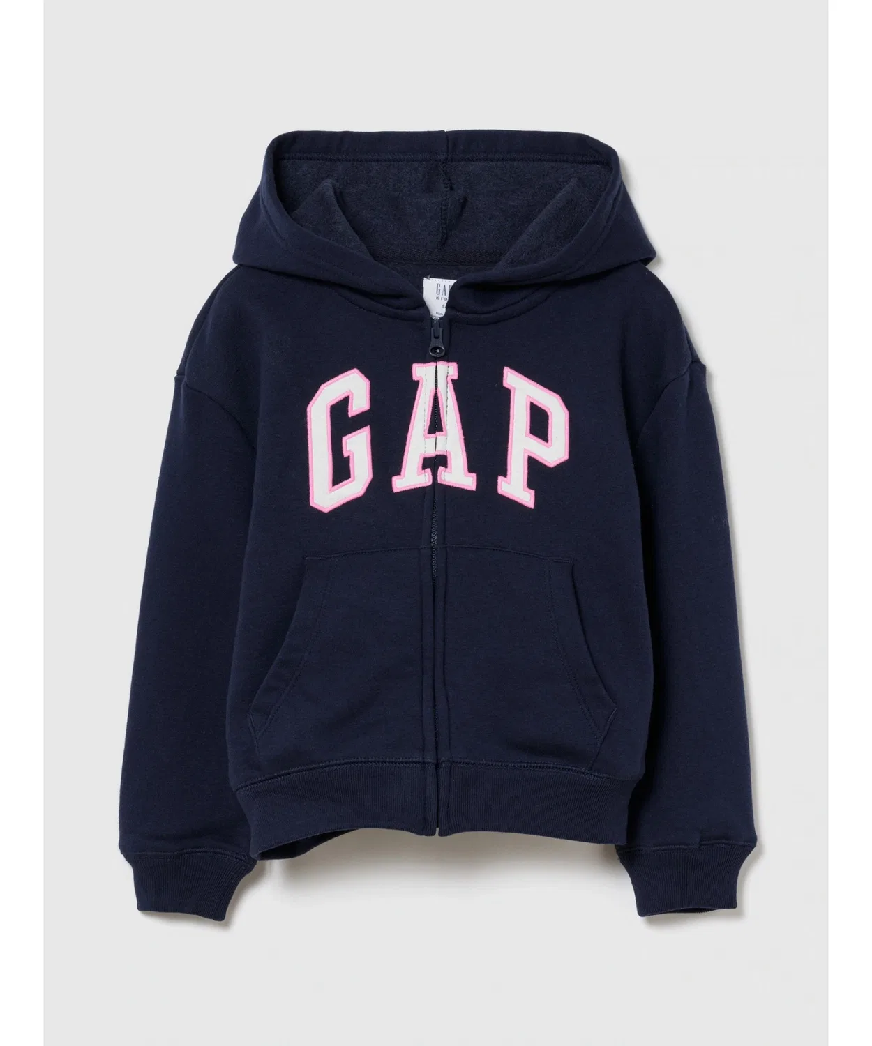 Детская куртка-худи на молнии Relaxed Fit GAP с логотипом, тёмно-синяя — фото 2
