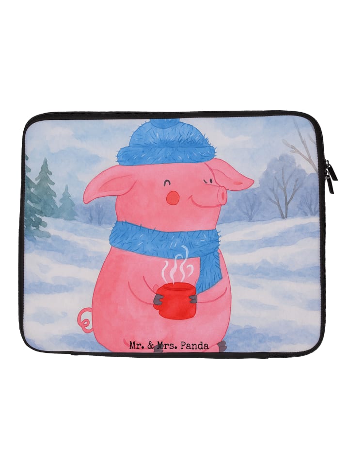 

Mr. & Mrs. Panda Сумка для ноутбука с изображением свиньи, пьющей глинтвейн, белого цвета.
