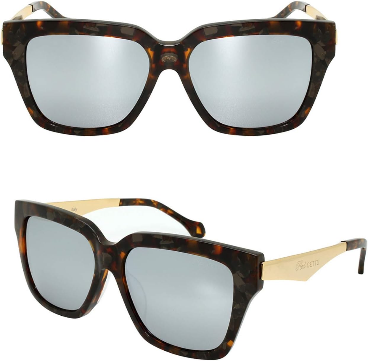 

Солнцезащитные очки Edge I-Wear в стиле ретро, ​​ручной работы, из ацетата, квадратной формы, с линзами UV 400 CR39 HM502-CR39-1015(DEMI.m) EDGEIWEAR, Tortoise Frame/White Mirrored Cr39 Lens