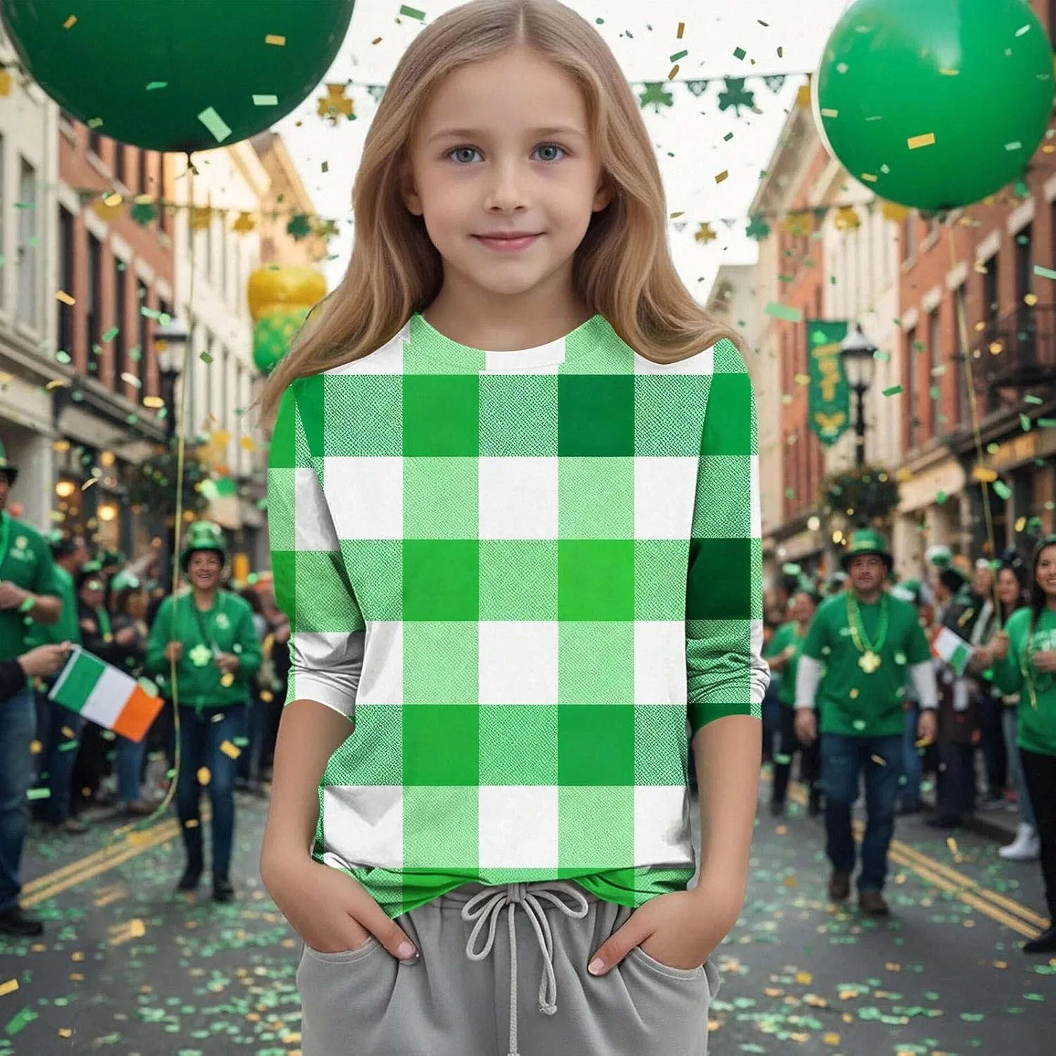 Футболка с принтом Shamrock, Zzalalana, зеленый — фото 2
