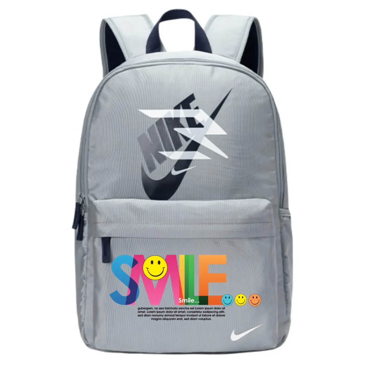 

Nike Полиэстеровый рюкзак унисекс светло-серый волчий, Smile