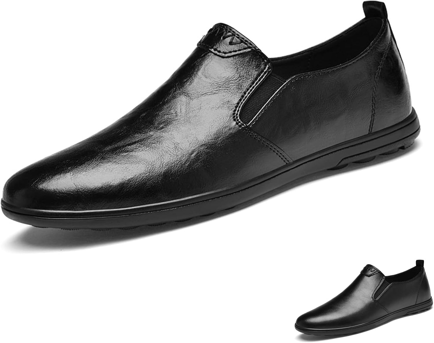 

Мужские лоферы из натуральной кожи черного цвета, удобные, легкие, дышащие, с декоративной строчкой, круглым носком, с нескользящей подошвой, без шнурков, мягкой подошвой, для работы и повседневной носки Nsneond