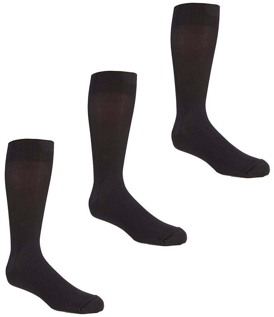 

Набор из 3 носков в рубчик с круглым вырезом Gold Label Roundtree & Yorke Big & Tall, черный