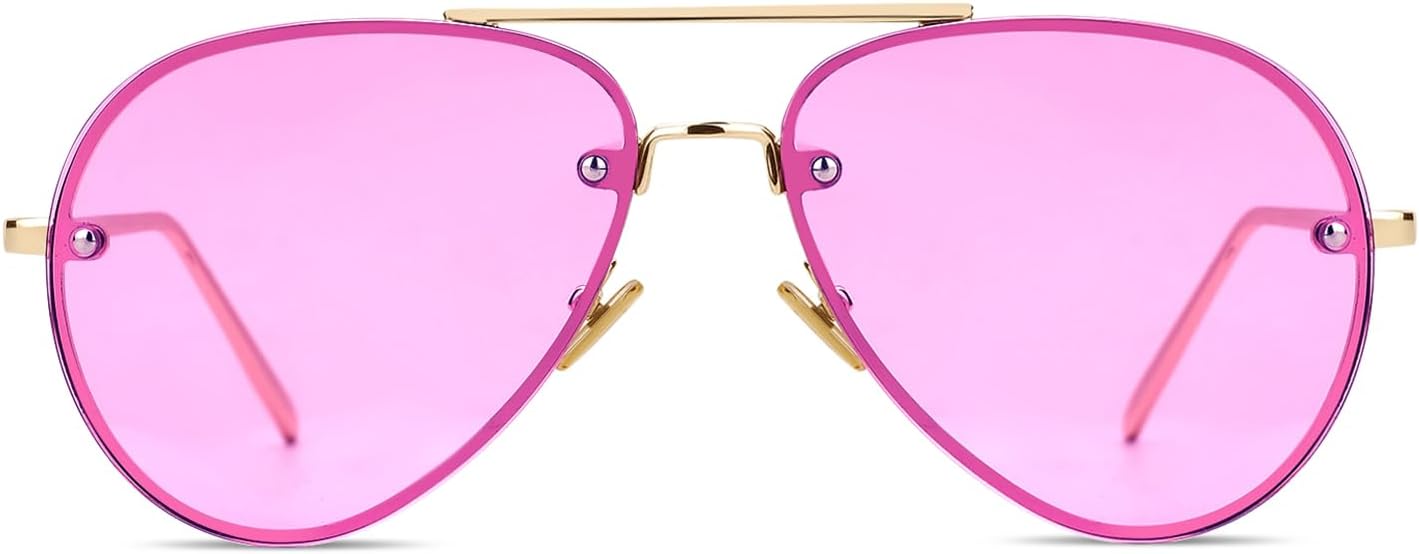 

Классические солнцезащитные очки-авиаторы Freckles Mark большого размера в винтажном ретро-стиле с золотистой металлической оправой и прозрачными цветными линзами, диаметр линз 62 мм, Purple Tint