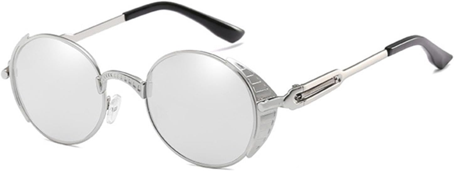 

Готические солнцезащитные очки в стиле стимпанк для женщин и мужчин, винтажные, ретро, ​​овальные, металлические, с защитой от УФ-излучения UV400 VFDHN, Silver Frame Silver