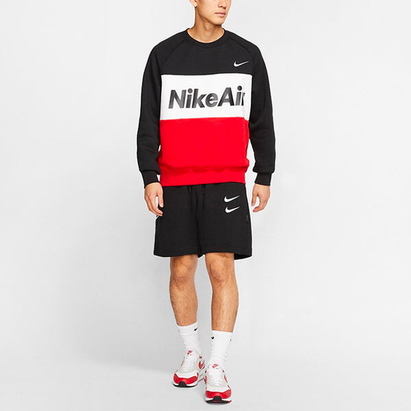 Толстовка Nike Air Splicing Colorblock Large Logo Fleece Round Neck Black, черный — фото 3