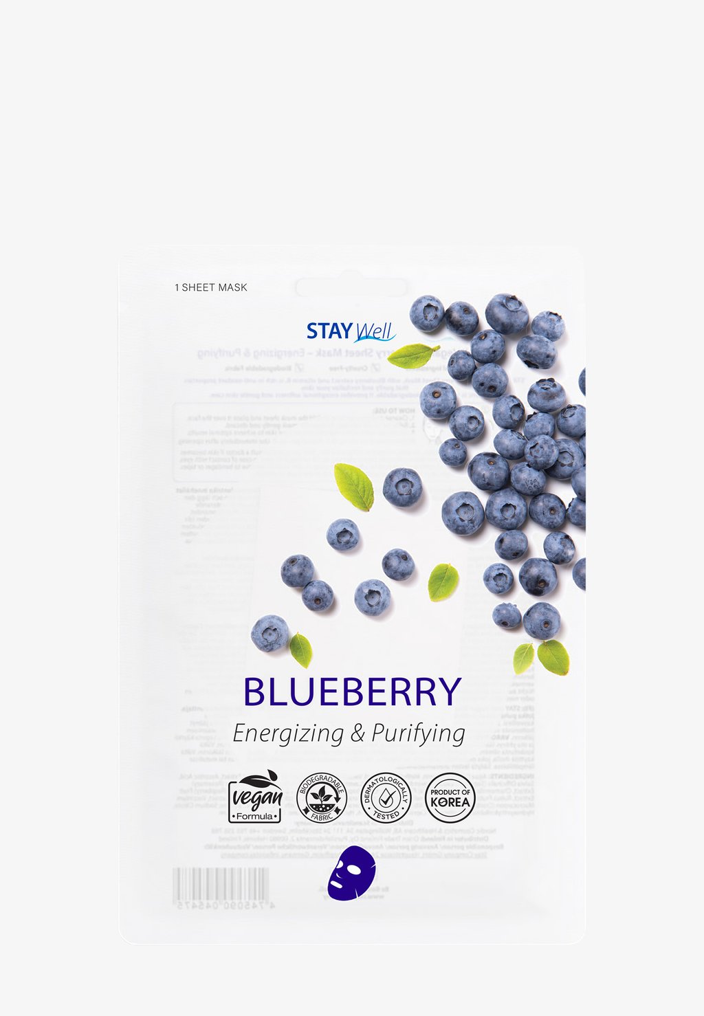 

Маска для лица Stay Well Vegan Sheet Mask STAY Well, цвет blueberry