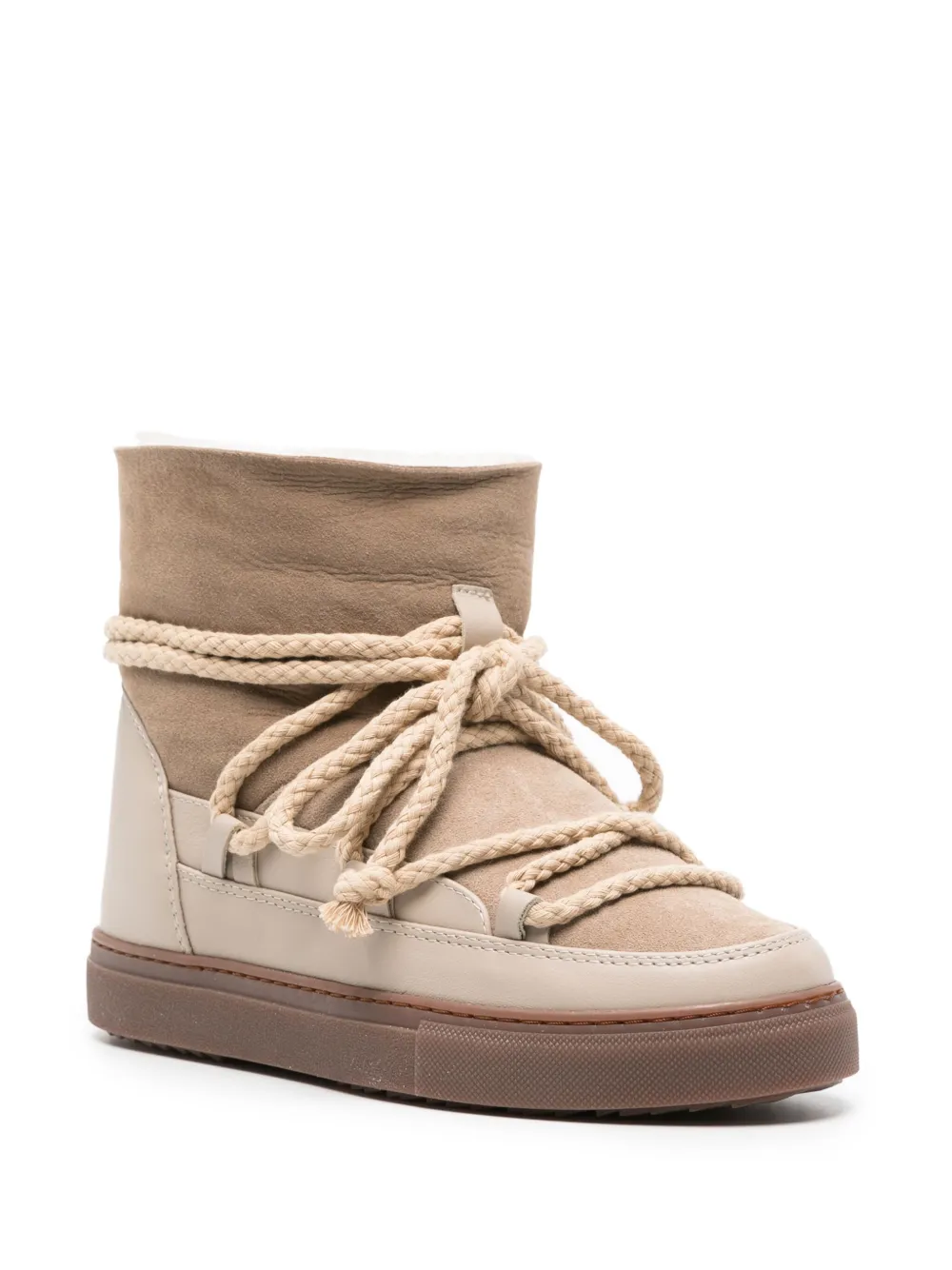 Женские ботинки Inuikii Classic Sneaker кожаные на шнуровке, бежевый — фото 2