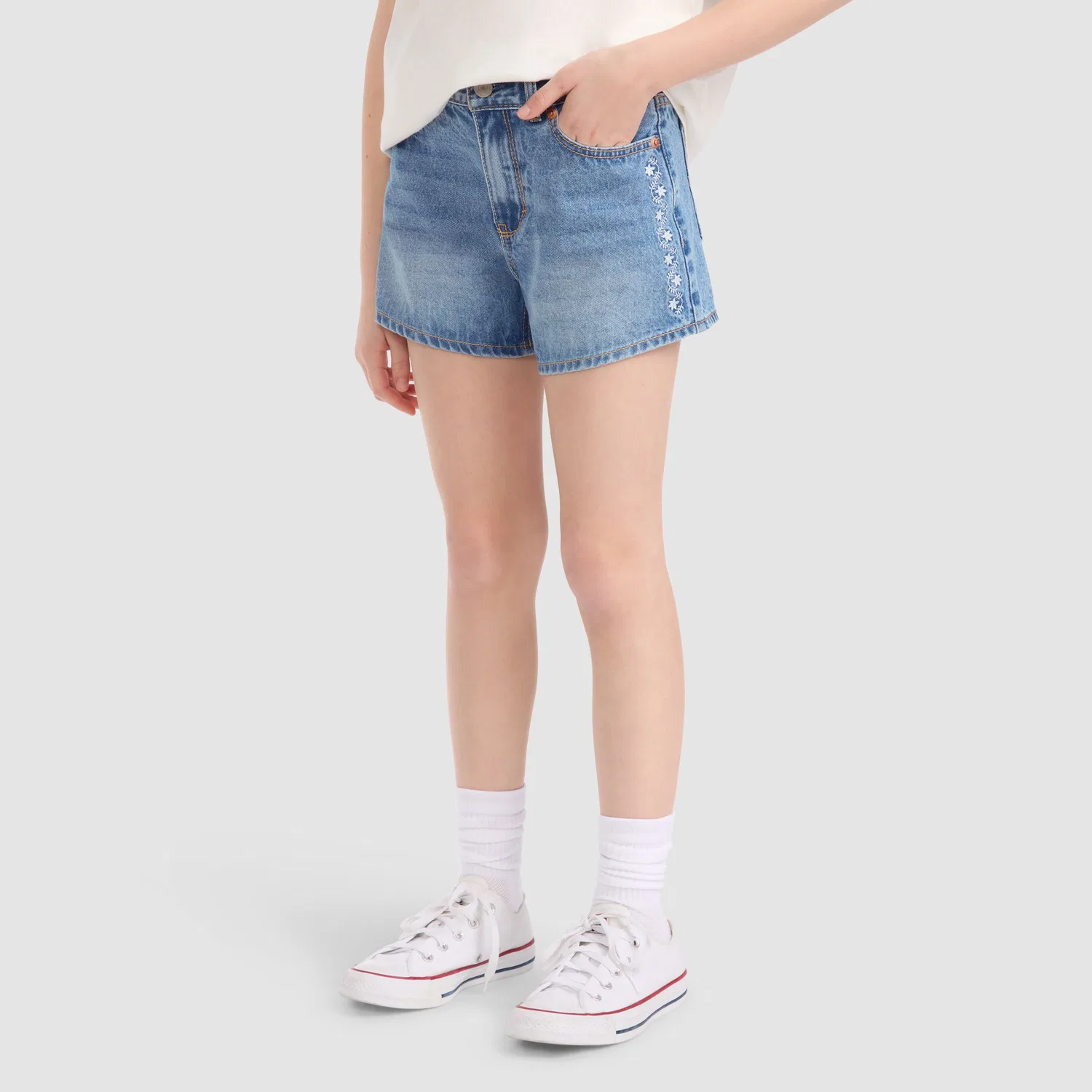 Вышитые мини-шорты из денима для девочек 7-16 лет Levi's, Blue