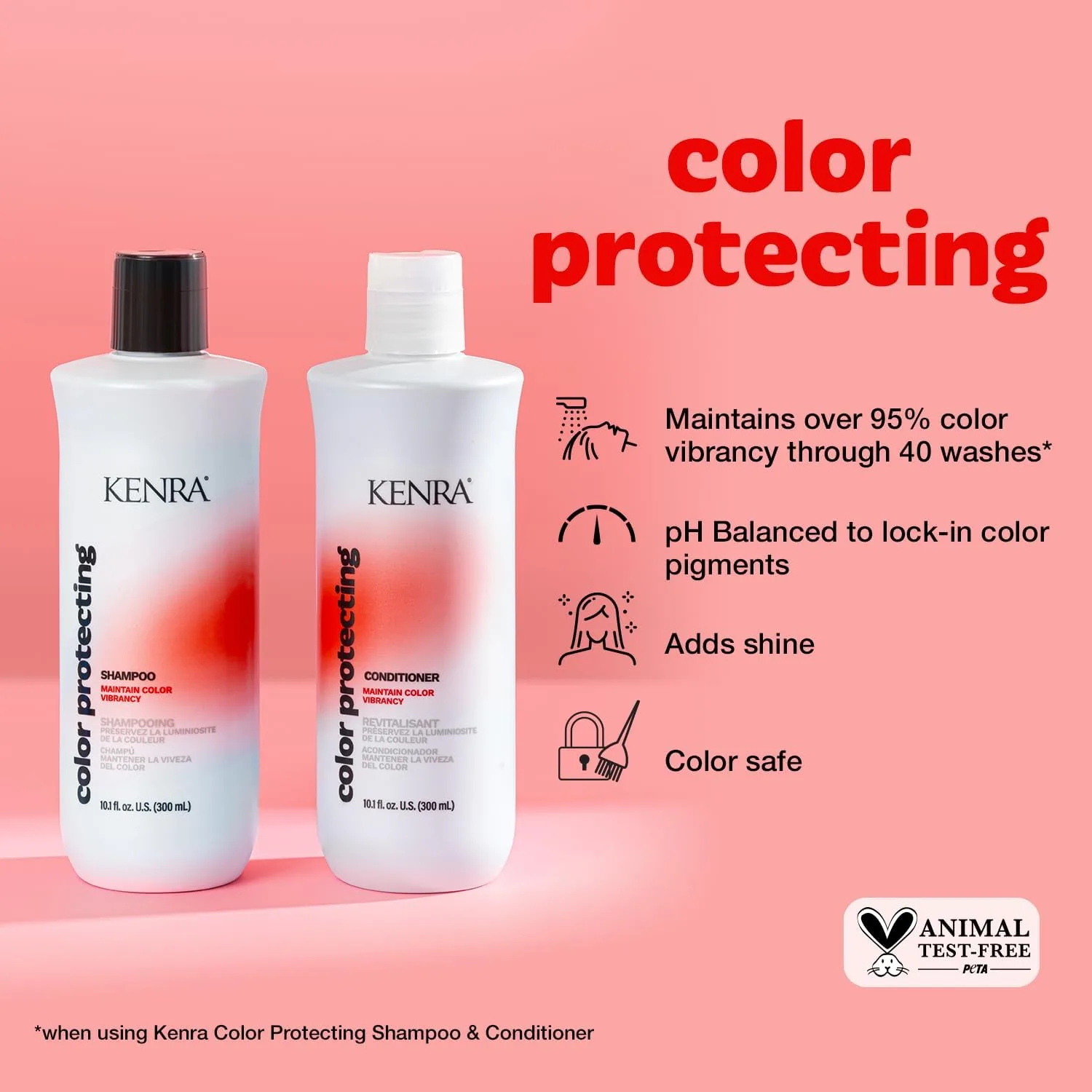 Кондиционер Kenra Color Protecting для защиты цвета, сохраняет более 95% яркости после 40 стирок, усиливает блеск, pH-баланс, для всех типов волос 286.34 г — фото 2