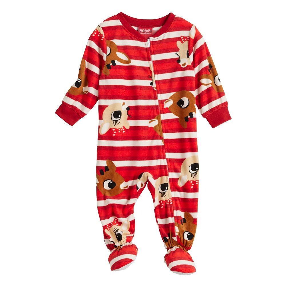 

Baby Jammies For Your Families Пижама на ножках с красным носом и оленями Рудольфа Licensed Character, мультиколор