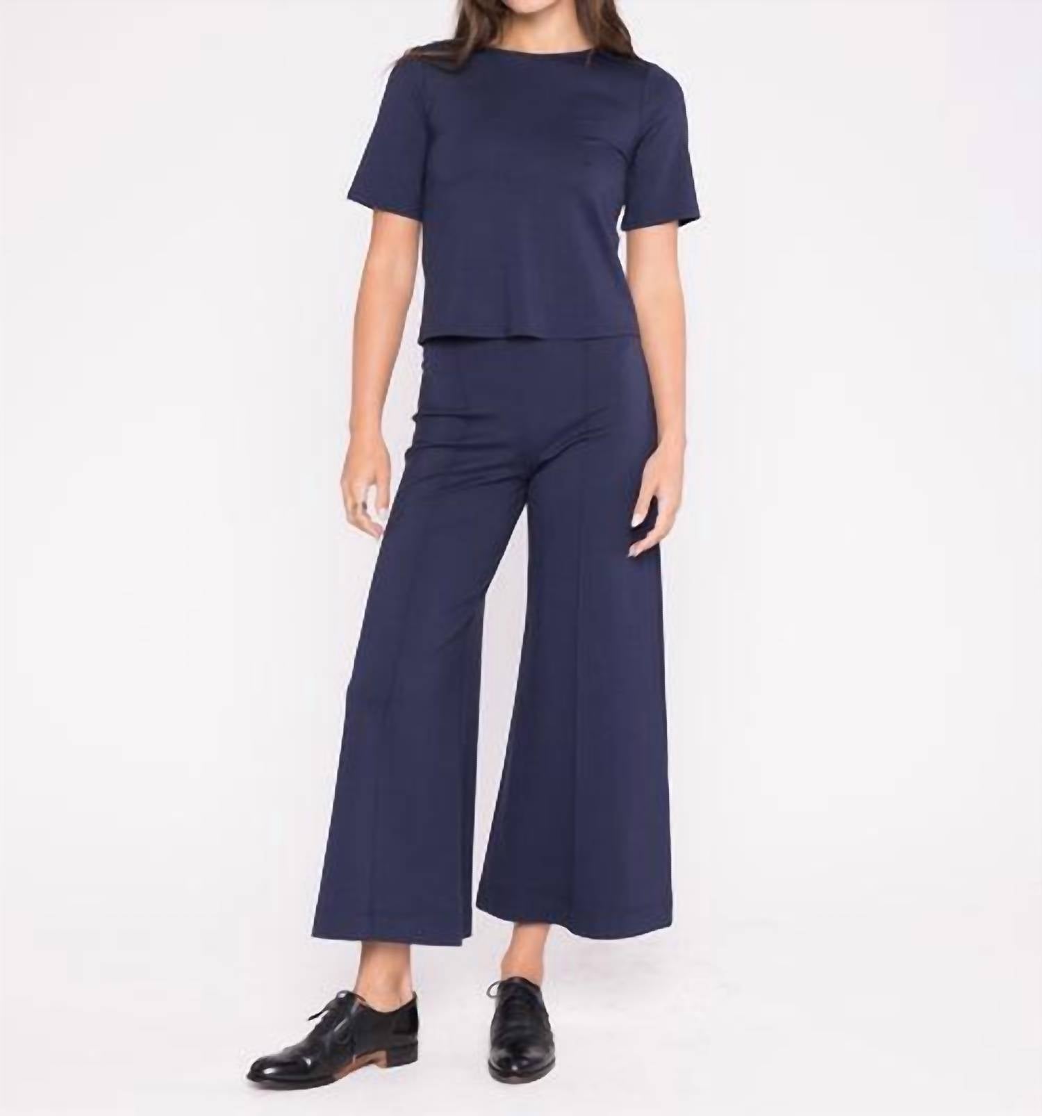 

Топ с коротким рукавом из понте-джерси в удлиненном крое, цвет темно-синий RIPLEY RADER