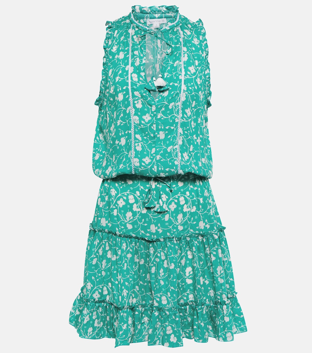 

Мини-платье с цветочным принтом Клары Poupette St Barth, Green Poppy