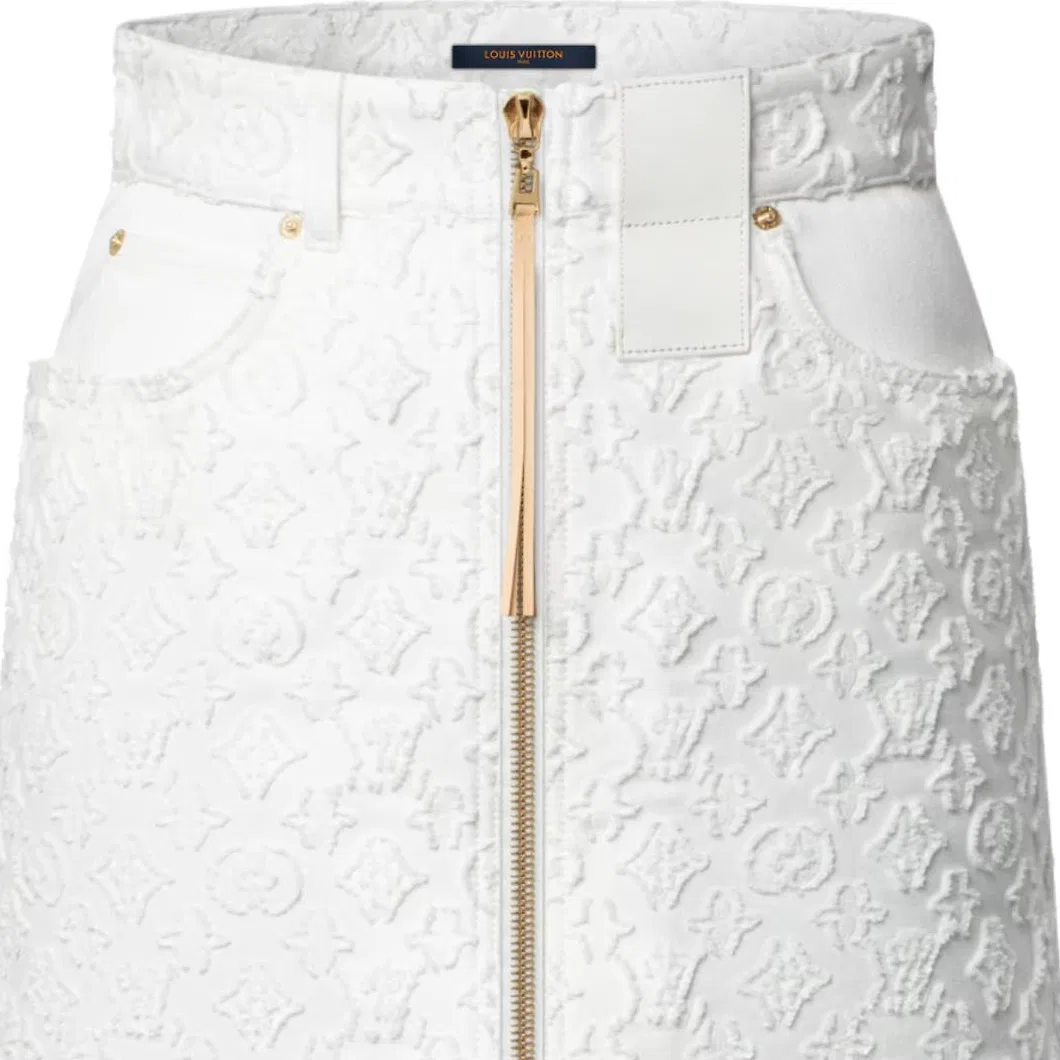 Юбка джинсовая Monogram Fil Coupé Denim Skirt LOUIS VUITTON белая — фото 3