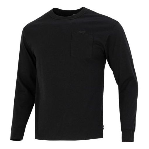 

Футболка Men's Nike Solid Color Athleisure Casual Sports Round Neck Long Sleeves Black T-Shirt, черный