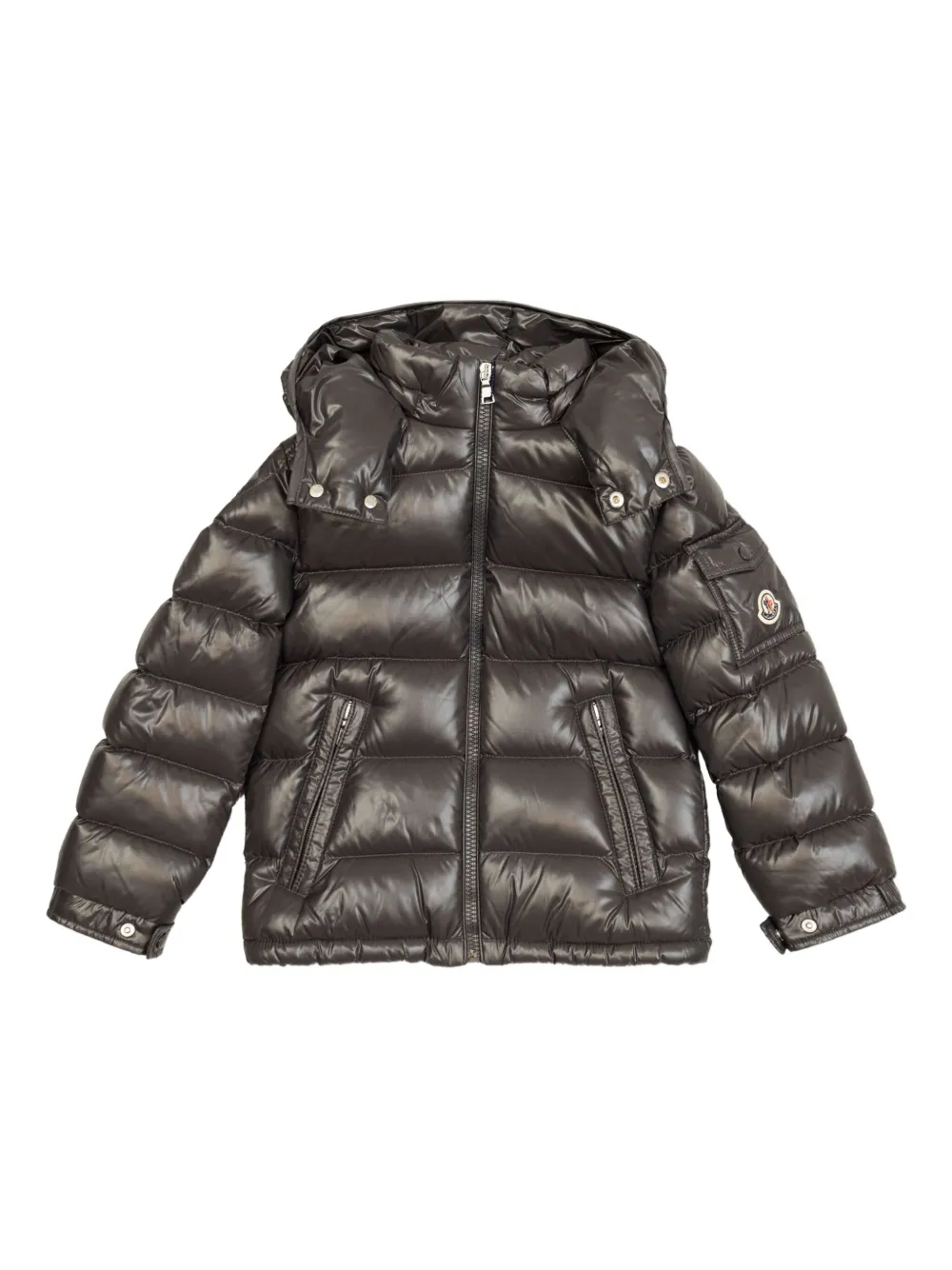 

Стеганая куртка с капюшоном Moncler Enfant, серый