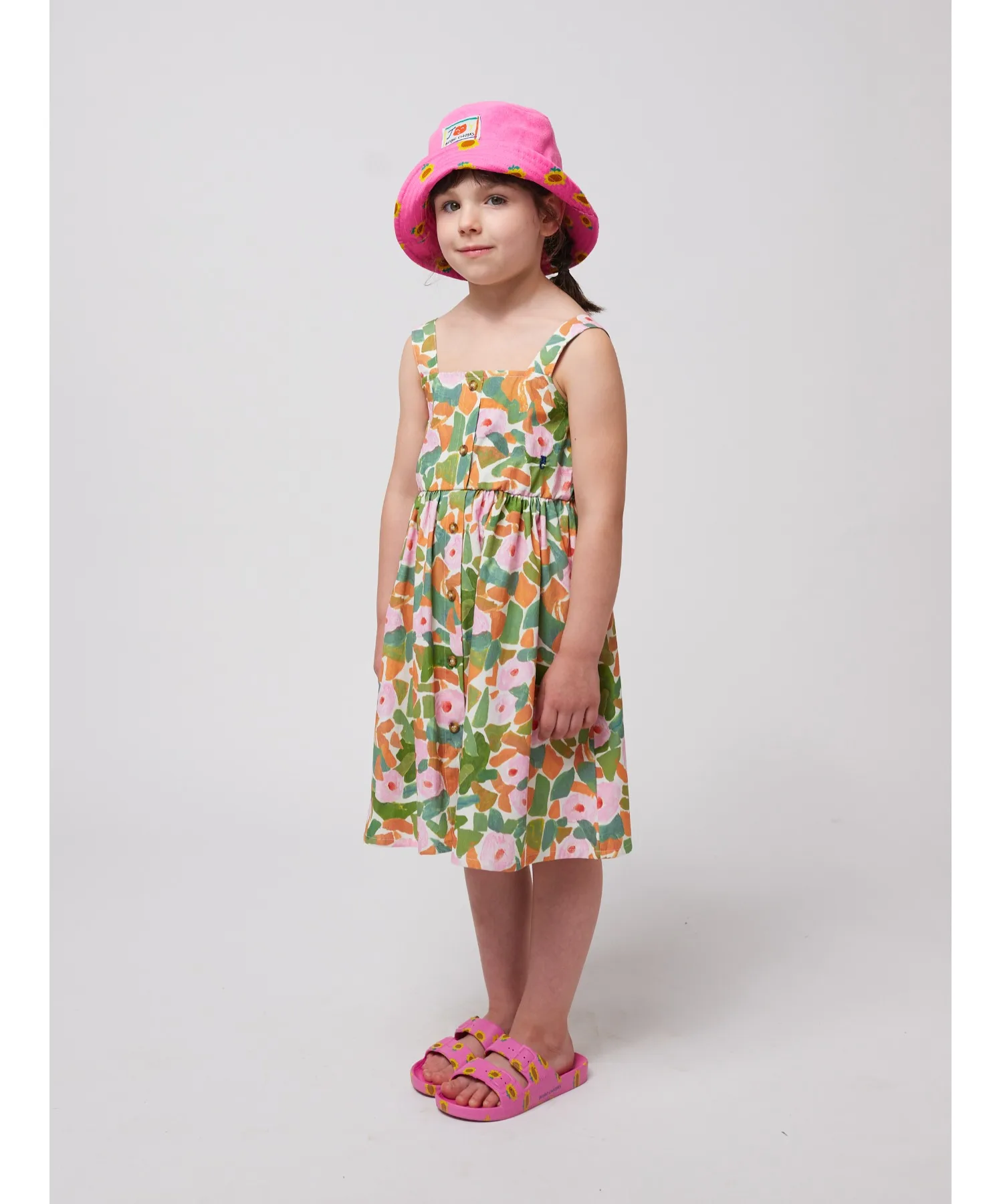 Детское платье с цветочным рисунком и бретелями Floral strap dress BOBO CHOSES разноцветное — фото 3
