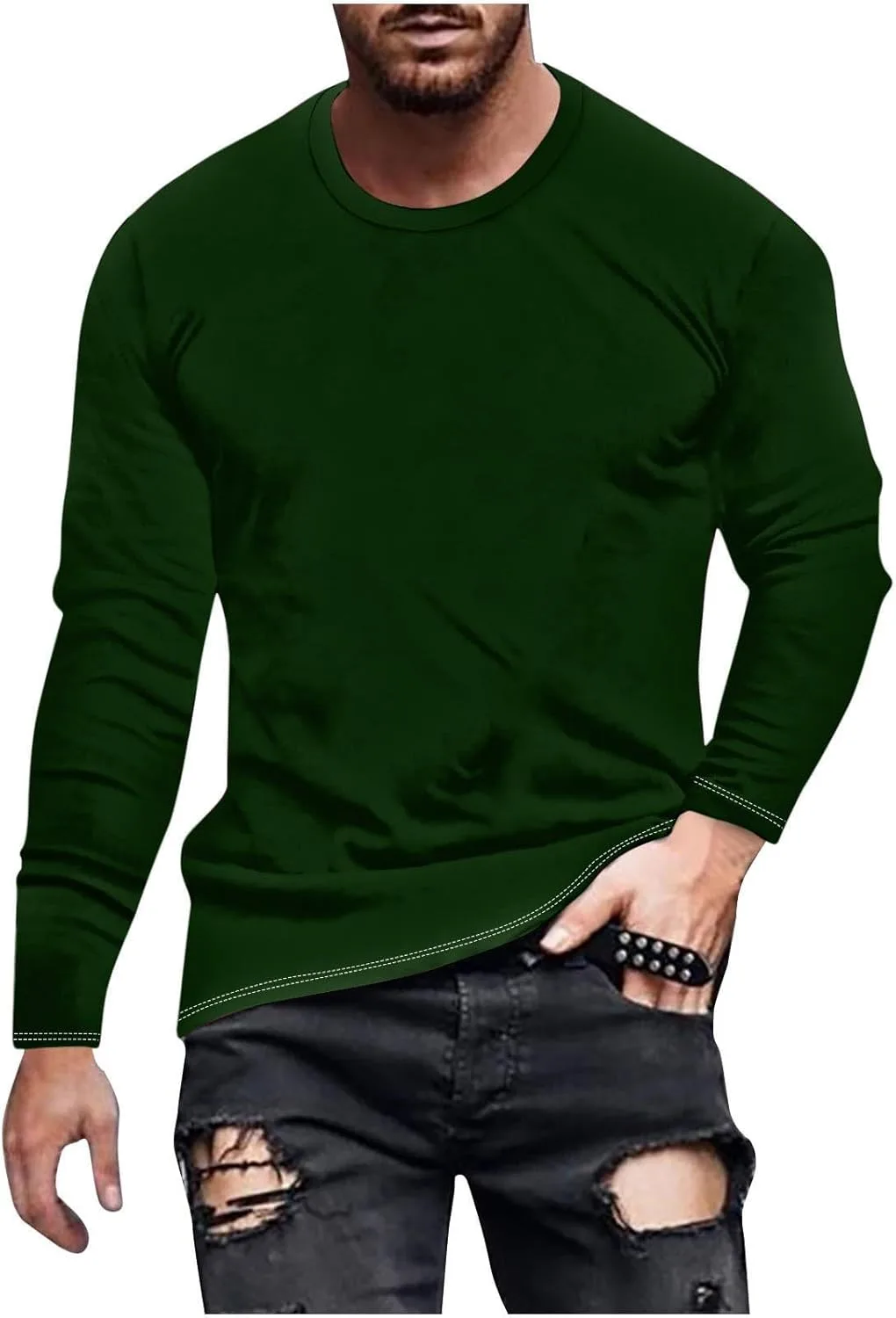 

Мужская футболка с длинным рукавом Casual Stylish Basic, Big and Tall, Lightweight, Loose Fit