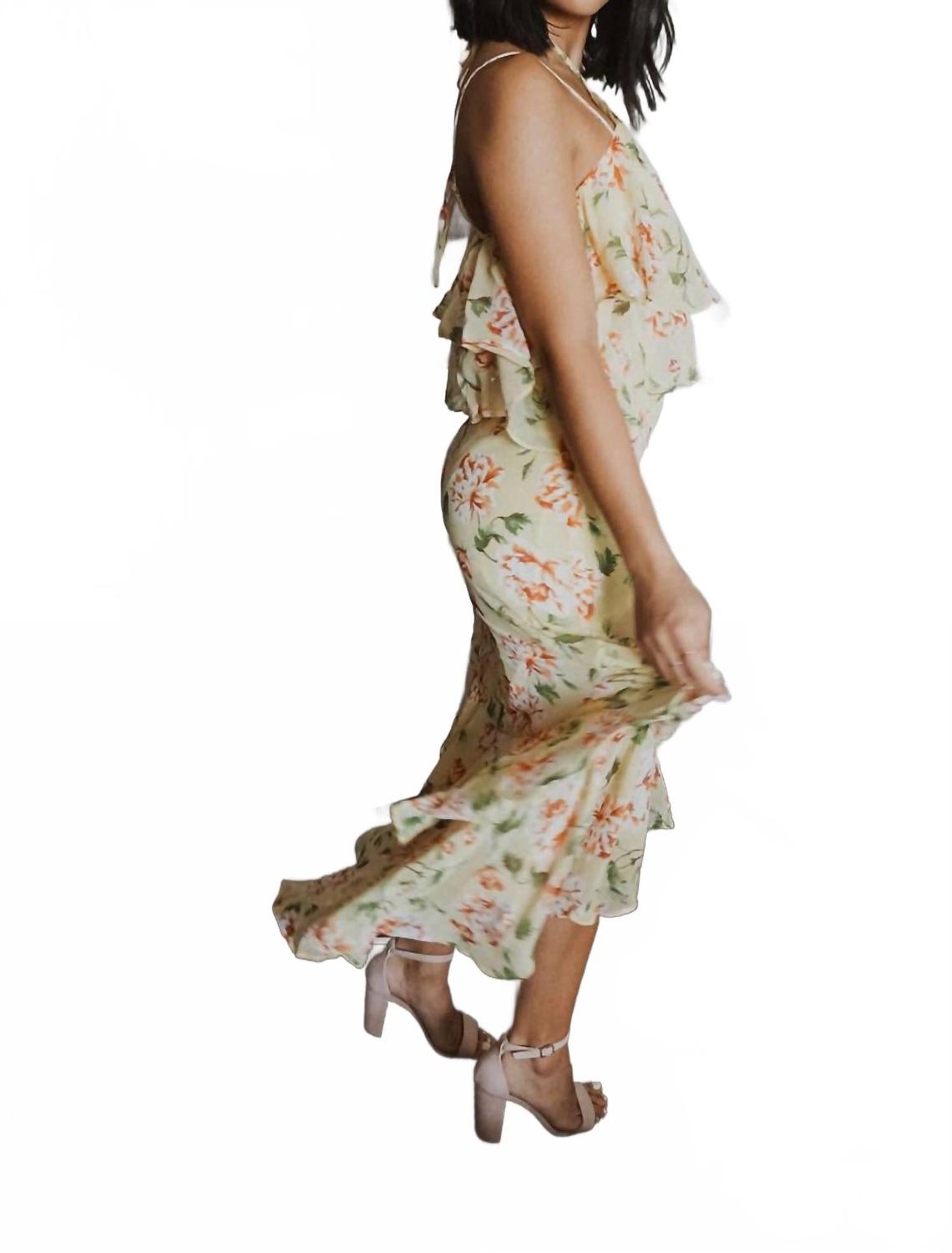 

Желтая юбка с цветочным рюшем асимметричного кроя FLYING TOMATO