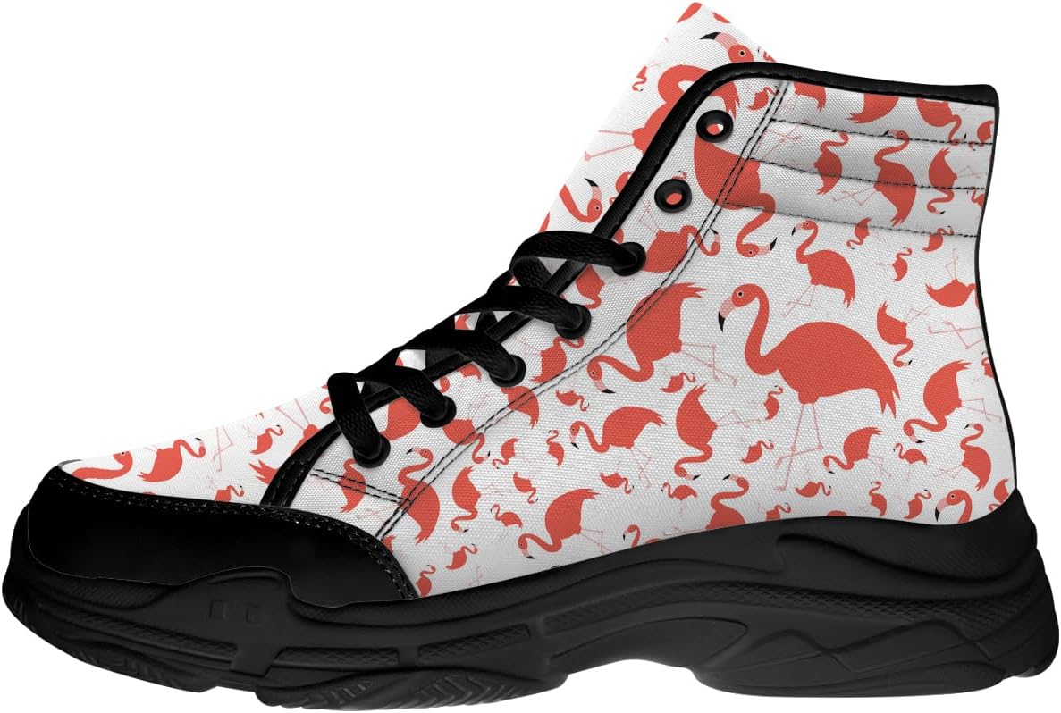 

Женские высокие кеды Flamingo с шнуровкой, розовые текстильные кеды, подарки Flamingo для нее Quorax