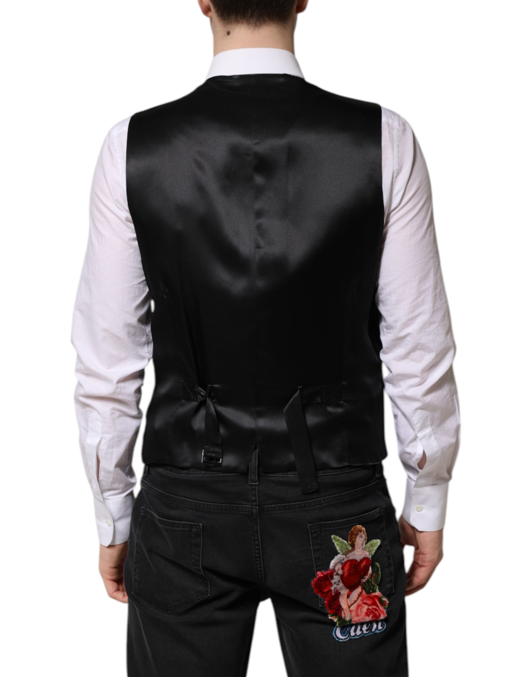Черный шерстяной жилет для мужчин Dolce & Gabbana, Black — фото 3