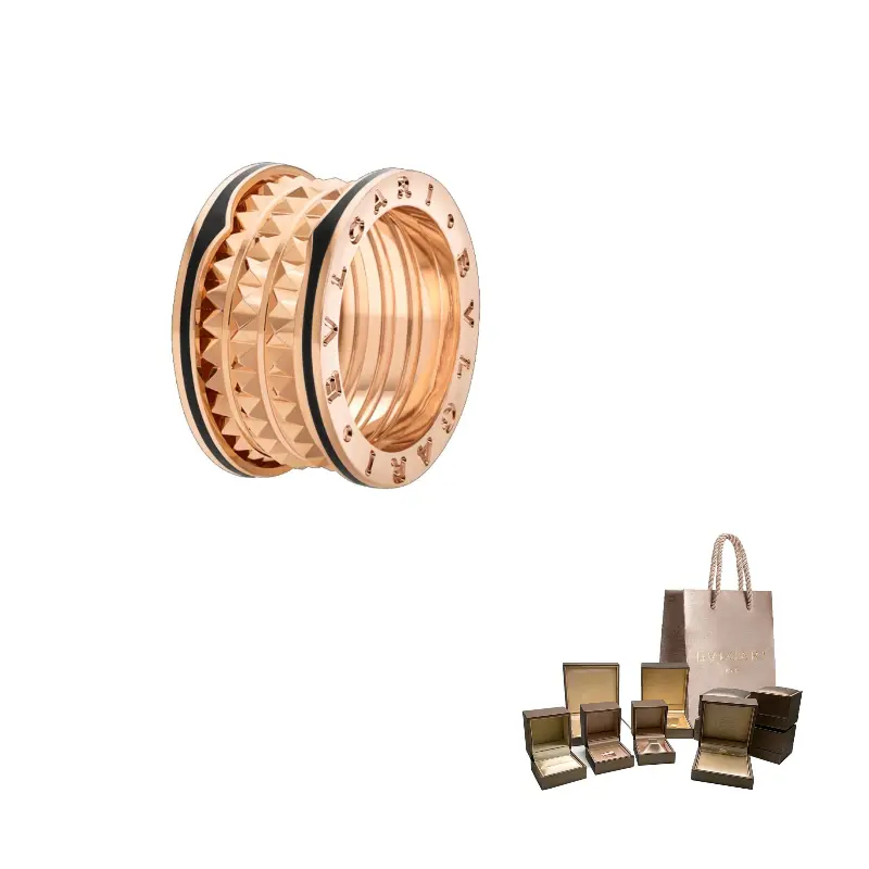

BVLGARI 18К розовое золото, керамические кольца женские