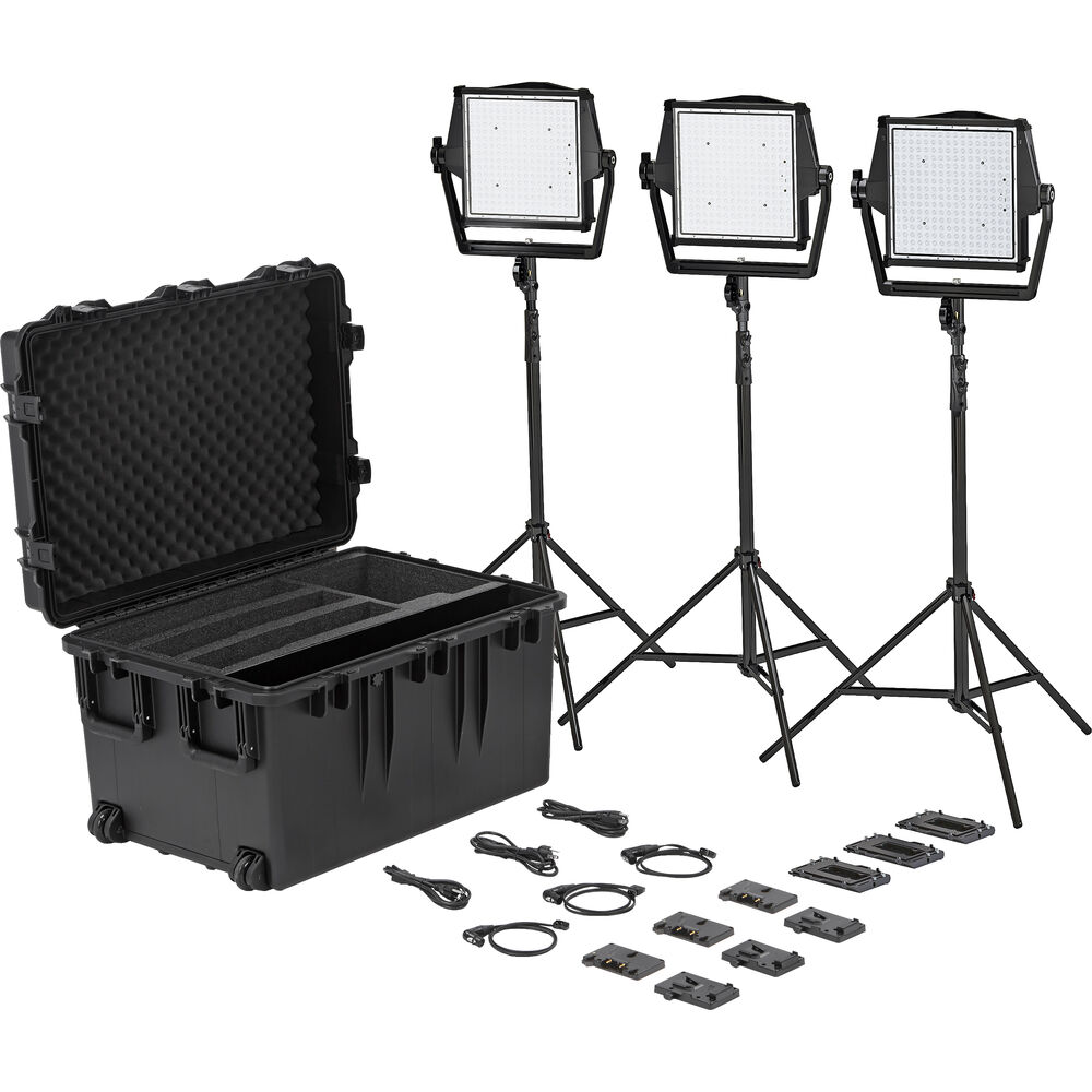 

Комплект Litepanels Astra IP 1x1 Traveler Trio с золотыми пластинами и V-образным креплением (3 лампы)