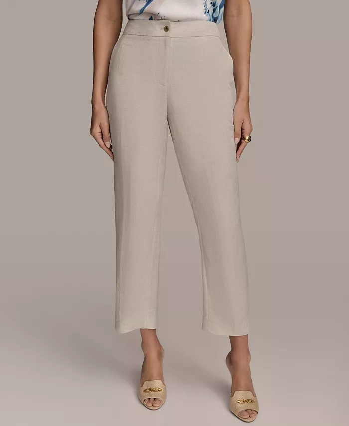 

Женские льняные брюки-чиносы Donna Karan New York, коричневый/бежевый