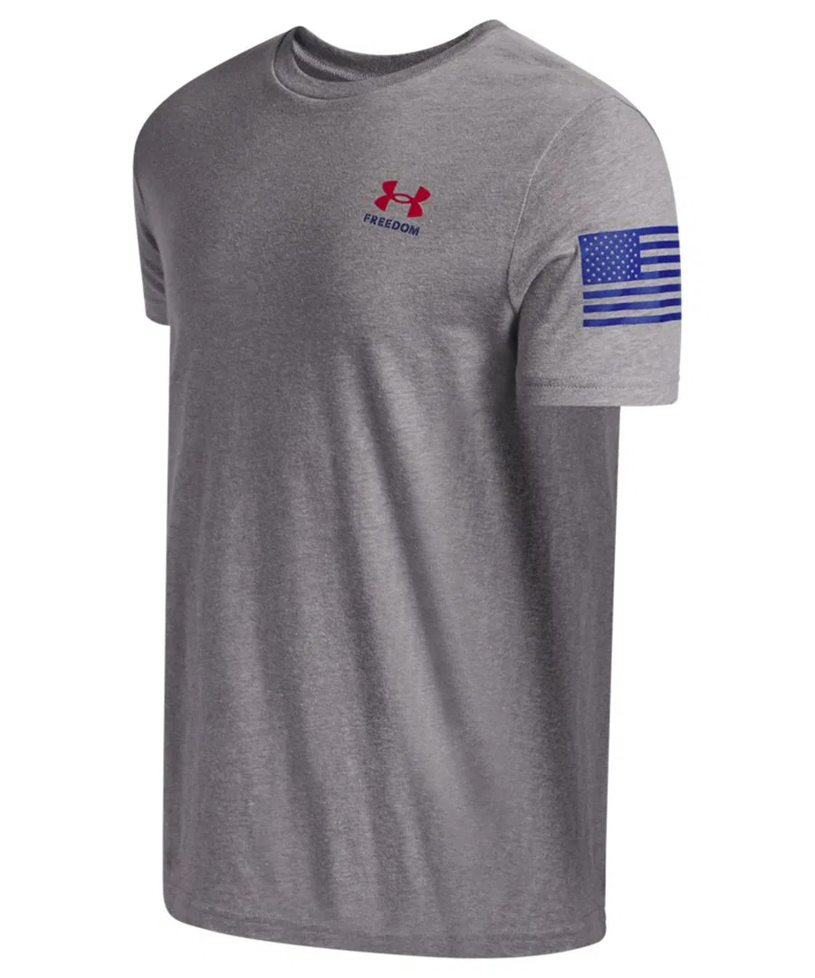 Детская футболка с коротким рукавом и изображением флага свободы (6-20 лет) Under Armour, стальной — фото 3