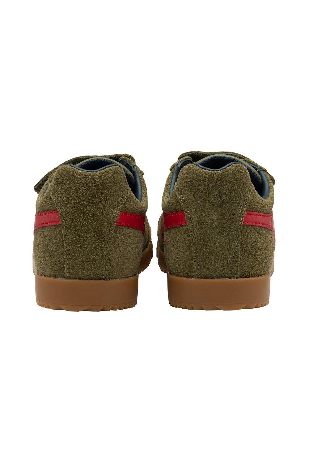 Замшевые детские кроссовки Harrier Strap с ремешками Gola, хаки — фото 4