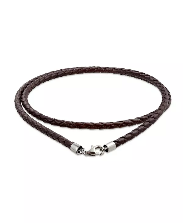 

Коричнево-Черное кожаное плетеное ожерелье с подвесками из серебра 925 пробы, длина 14, 16, 18, 20, 24 дюйма Bling Jewelry, brown