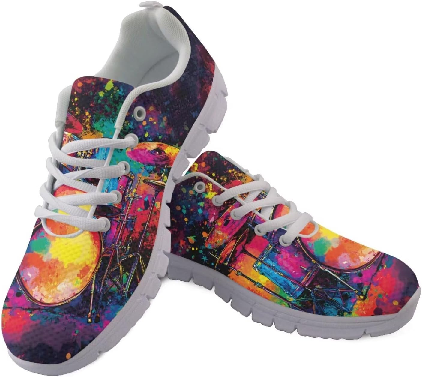 

Мужские повседневные кроссовки PinUp Angel из легкой дышащей сетчатой ткани для работы, путешествий и повседневных дел, Colorful Musical Drum Kit