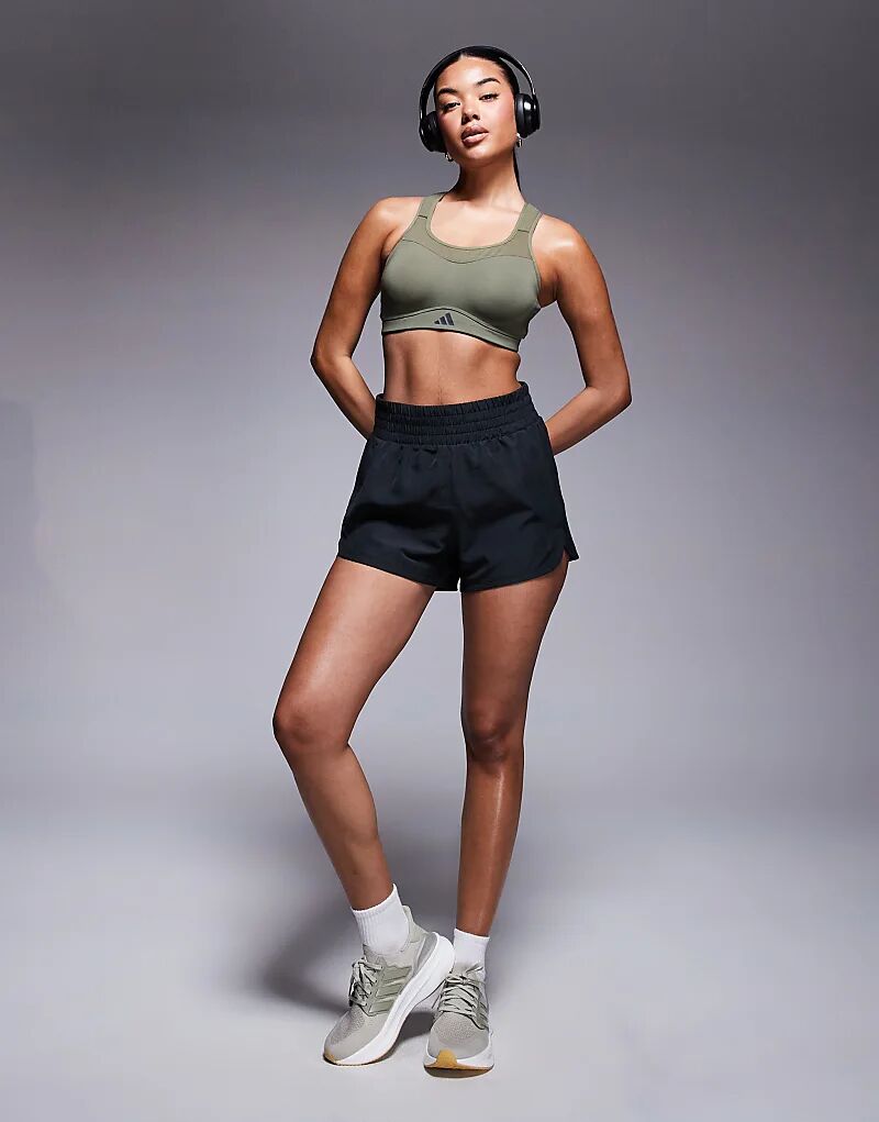 

Шорты Adidas Training Pacer с высокой талией 3 дюйма, чёрного цвета