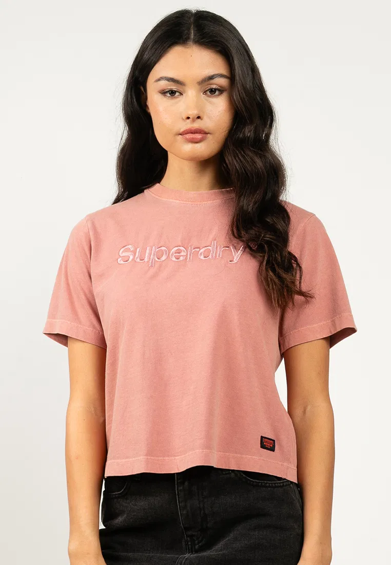 Футболка свободного кроя, с логотипом, Emb Core Logo Boxy Loose Tee Superdry