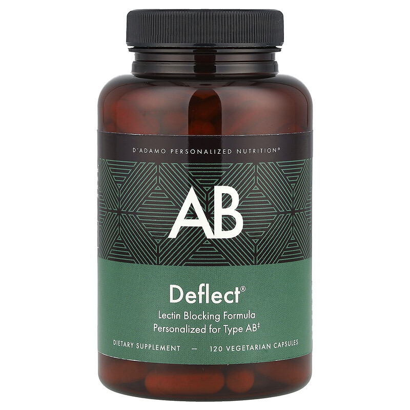 

D'adamo, Deflect AB, формула, блокирующая лектин, 120 вегетарианских капсул
