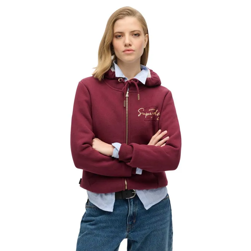 

Толстовка Superdry Luxe Metallic Logo full zip, красный