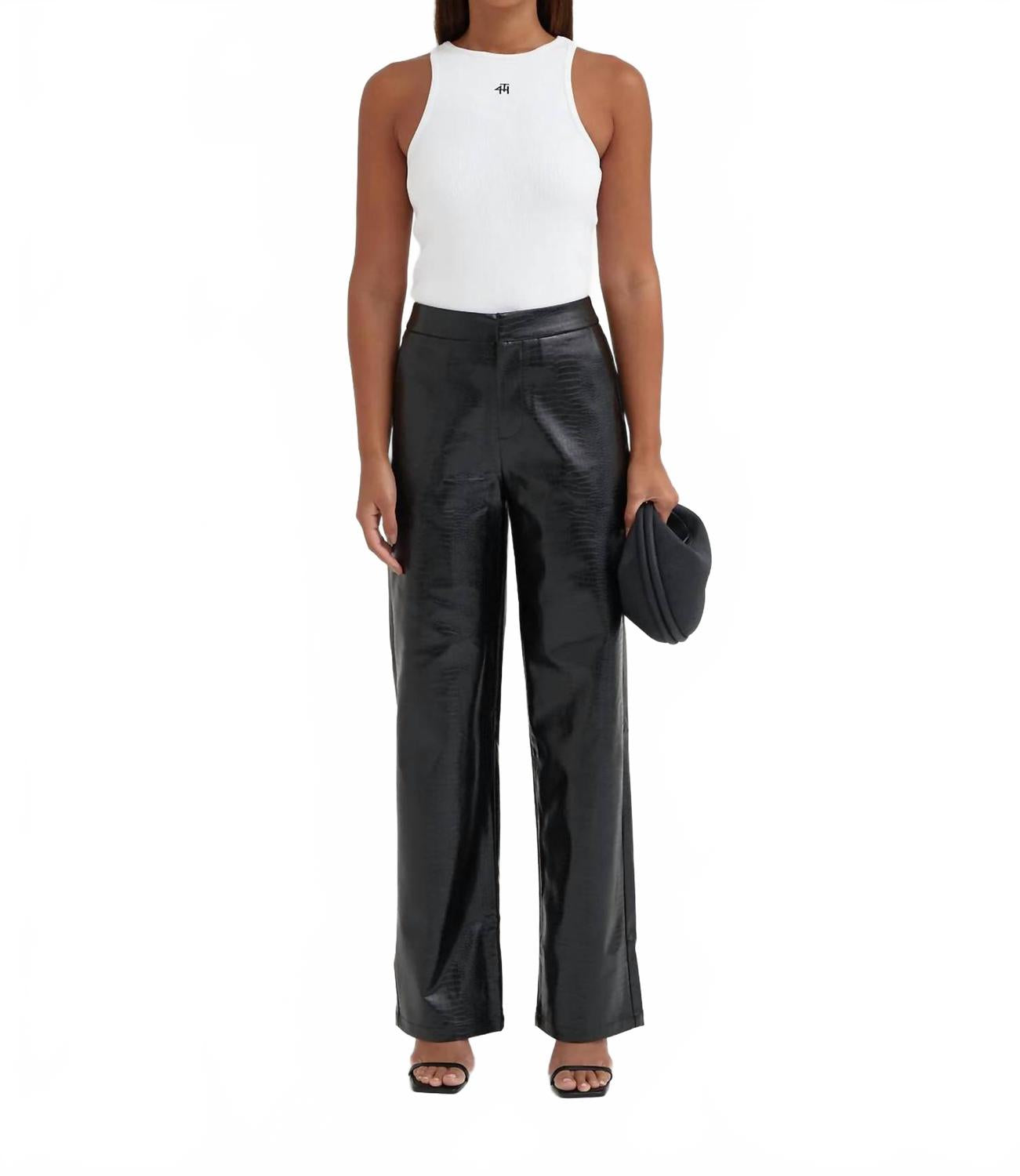 

Брюки Judith с тиснением под крокодила в черном цвете 4th & Reckless