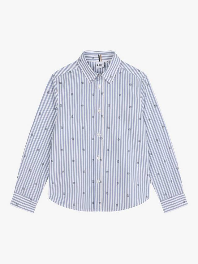

Детская футболка с логотипом и полосками HUGO BOSS, White/Blue