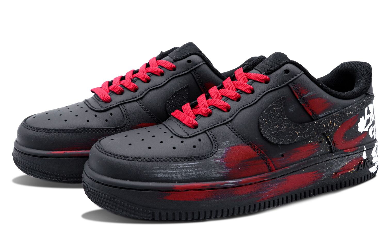 Кроссовки Nike Air Force 1 Low Top Skateboard Unisex черные с красным — фото 3