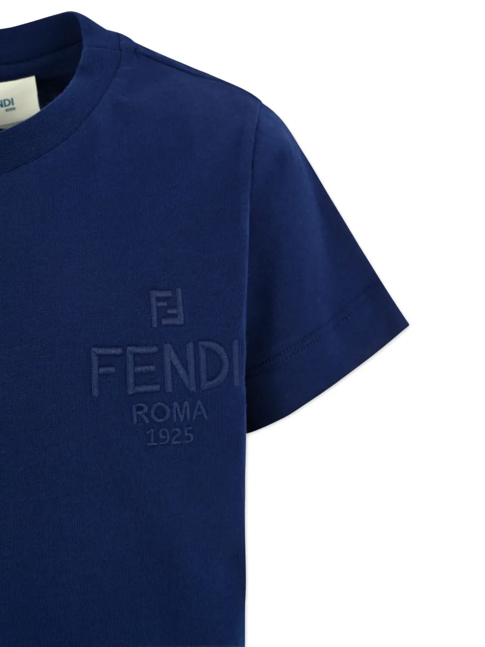 Футболка с вышитым логотипом FENDI KIDS, синий — фото 3