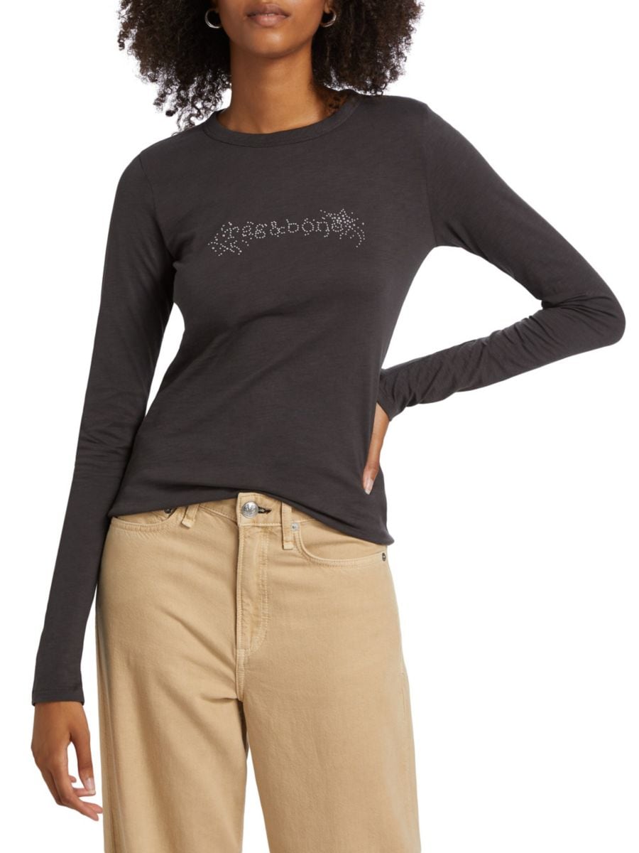 

Футболка с логотипом и заклепками rag & bone, цвет Washed Black